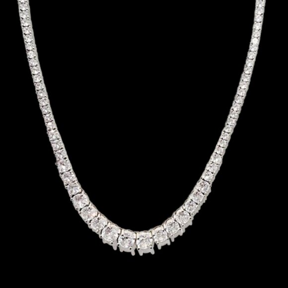 Elegant Diamondette Tennis Necklace, Graduated 16" - Picture 1 of 7